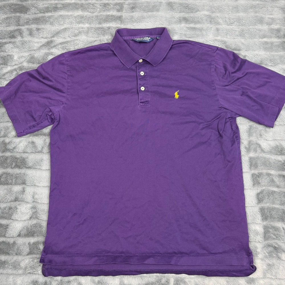 Polo Golf Ralph Lauren Mens Purple Pima Cotton Short Sleeve Polo Shirt Medium